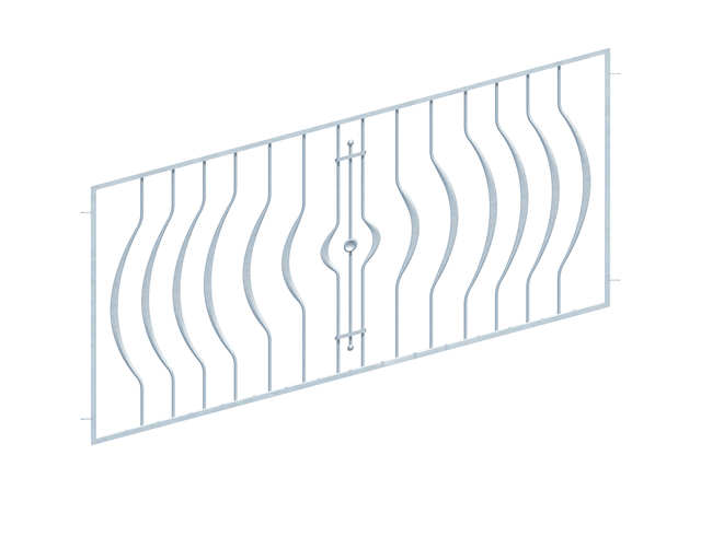 Zaunfeld Frankfurt in Sondermaßen, für unebene Geländeverläufe, Material: Stahl roh, Oberfläche: feuerverzinkt passiviert, zum Einbetonieren, lichte Breite: 1000 - 1250 mm, Höhe: 880 - 1160 mm, Rahmenstärke: 30 x 20 mm, Material Füllung-Ø: 16 mm, 15 Jahre Garantie gegen Durchrosten