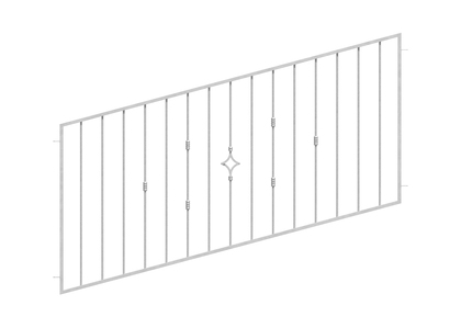 Zaunfeld Hamburg in Sondermaßen, für unebene Geländeverläufe, Material: Stahl roh, Oberfläche: feuerverzinkt passiviert, lichte Breite: 1000 - 1250 mm, Höhe: 400 - 1000 mm, Rahmenstärke: 30 x 20 mm, Material Füllung-Ø: 12 mm, 15 Jahre Garantie gegen Durchrosten