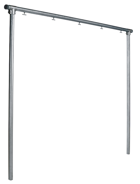 Laundry dryer frame, Material: raw steel, Surface: galvanised, for setting in concrete, Width: 3500 mm, Total height: 2548 mm, Tube Ø: 48 mm, No. of hooks: 6, 15-year warranty against rusting through