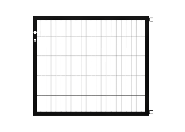 Anta per cancello Flexo, tipo 6/5/6, Materiale: acciaio grezzo, superficie: zincata a caldo, plastificata nero opaco RAL 9005, Larghezza nominale: 1250 mm, altezza: 1000 mm, Larghezza del telaio: 1175 mm, Spessore telaio: 40 x 40 mm, larghezza delle maglie: 50 x 200 mm, 15 anni di garanzia contro la formazione di ruggine