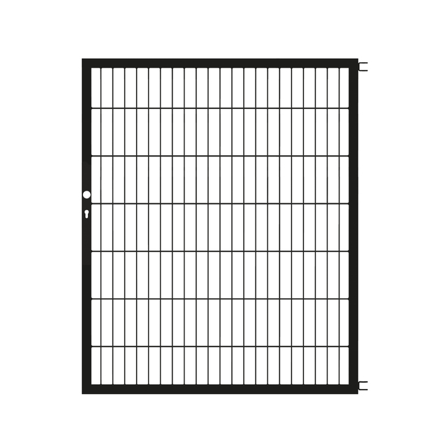 Anta per cancello Flexo, tipo 6/5/6, Materiale: acciaio grezzo, superficie: zincata a caldo, plastificata nero opaco RAL 9005, Larghezza nominale: 1250 mm, altezza: 1400 mm, Larghezza del telaio: 1175 mm, Spessore telaio: 40 x 40 mm, larghezza delle maglie: 50 x 200 mm, 15 anni di garanzia contro la formazione di ruggine