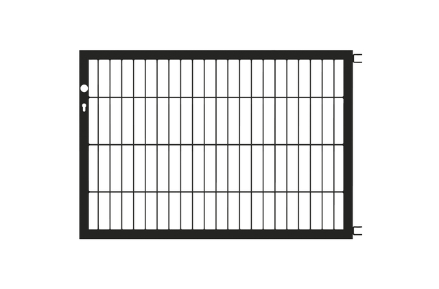 Skrzydło bramy Flexo, typ 6/5/6, materiał: stal surowa, powierzchnia: ocynkowana ogniowo, czarna, matowa powłoka z tworzywa sztucznego RAL 9005, Szerokość siatki: 1250 mm, Wysokość: 800 mm, Szerokość ramy: 1175 mm, Grubość ramy: 40 x 40 mm, Wielkość oczek: 50 x 200 mm, 15 lat gwarancji na przerdzewienie