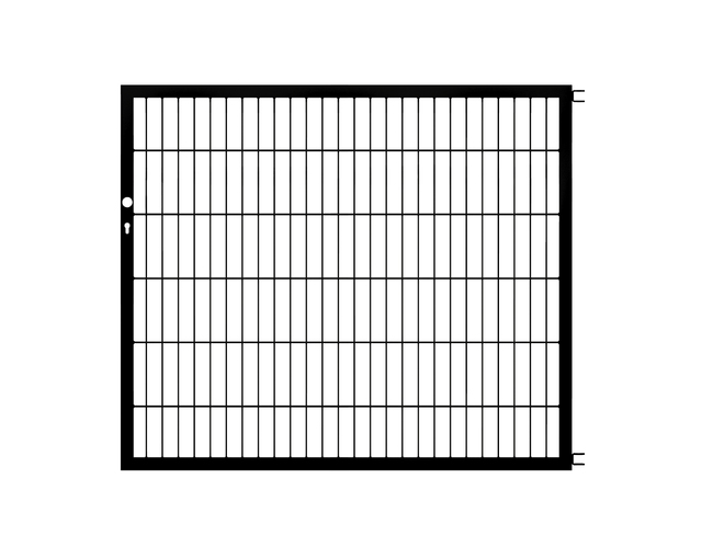 Skrzydło bramy Flexo, typ 6/5/6, materiał: stal surowa, powierzchnia: ocynkowana ogniowo, czarna, matowa powłoka z tworzywa sztucznego RAL 9005, Szerokość siatki: 1500 mm, Wysokość: 1200 mm, Szerokość ramy: 1425 mm, Grubość ramy: 40 x 40 mm, Wielkość oczek: 50 x 200 mm, 15 lat gwarancji na przerdzewienie
