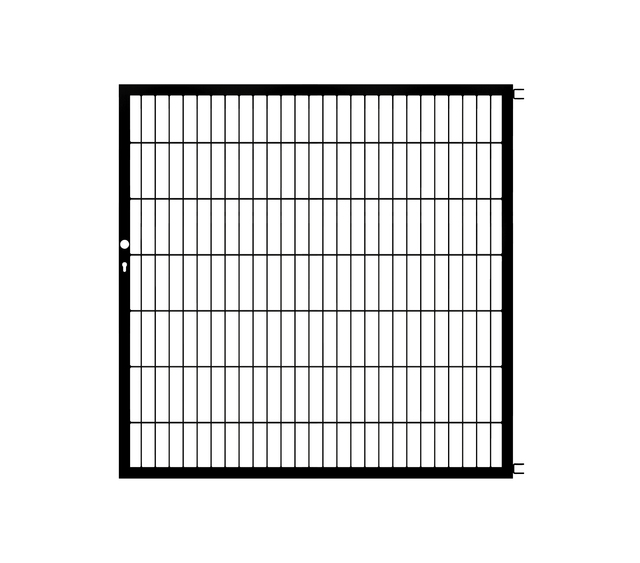 Skrzydło bramy Flexo, typ 6/5/6, materiał: stal surowa, powierzchnia: ocynkowana ogniowo, czarna, matowa powłoka z tworzywa sztucznego RAL 9005, Szerokość siatki: 1500 mm, Wysokość: 1400 mm, Szerokość ramy: 1425 mm, Grubość ramy: 40 x 40 mm, Wielkość oczek: 50 x 200 mm, 15 lat gwarancji na przerdzewienie