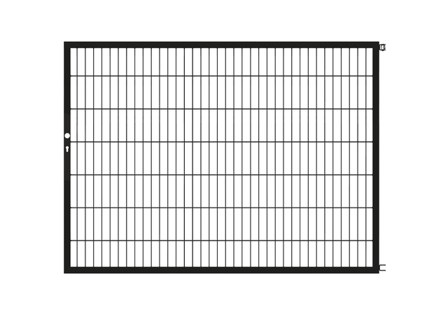 Anta per cancello Flexo, tipo 6/5/6, Materiale: acciaio grezzo, superficie: zincata a caldo, plastificata nero opaco RAL 9005, Larghezza nominale: 2000 mm, altezza: 1400 mm, Larghezza del telaio: 1925 mm, Spessore telaio: 40 x 40 mm, larghezza delle maglie: 50 x 200 mm, 15 anni di garanzia contro la formazione di ruggine