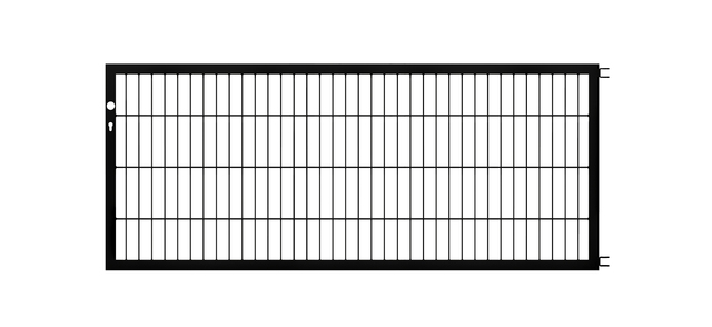 Skrzydło bramy Flexo, typ 6/5/6, materiał: stal surowa, powierzchnia: ocynkowana ogniowo, czarna, matowa powłoka z tworzywa sztucznego RAL 9005, Szerokość siatki: 2000 mm, Wysokość: 800 mm, Szerokość ramy: 1925 mm, Grubość ramy: 40 x 40 mm, Wielkość oczek: 50 x 200 mm, 15 lat gwarancji na przerdzewienie
