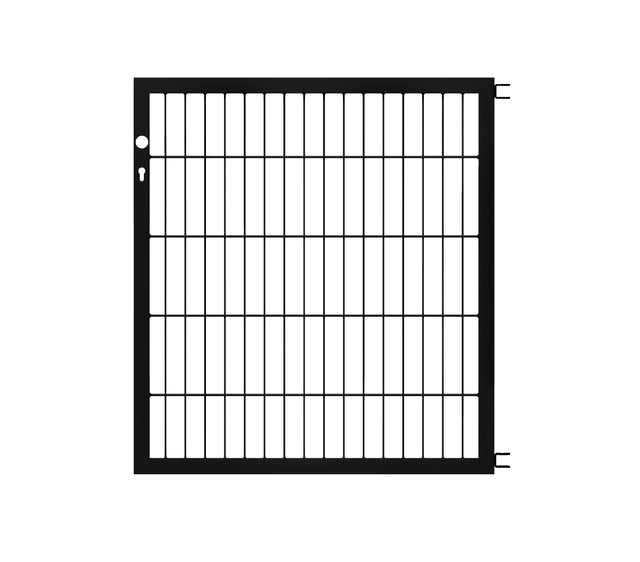 Skrzydło bramy Flexo, typ 6/5/6, materiał: stal surowa, powierzchnia: ocynkowana ogniowo, czarna, matowa powłoka z tworzywa sztucznego RAL 9005, Szerokość siatki: 1000 mm, Wysokość: 1000 mm, Szerokość ramy: 910 mm, Grubość ramy: 40 x 40 mm, Wielkość oczek: 50 x 200 mm, 15 lat gwarancji na przerdzewienie