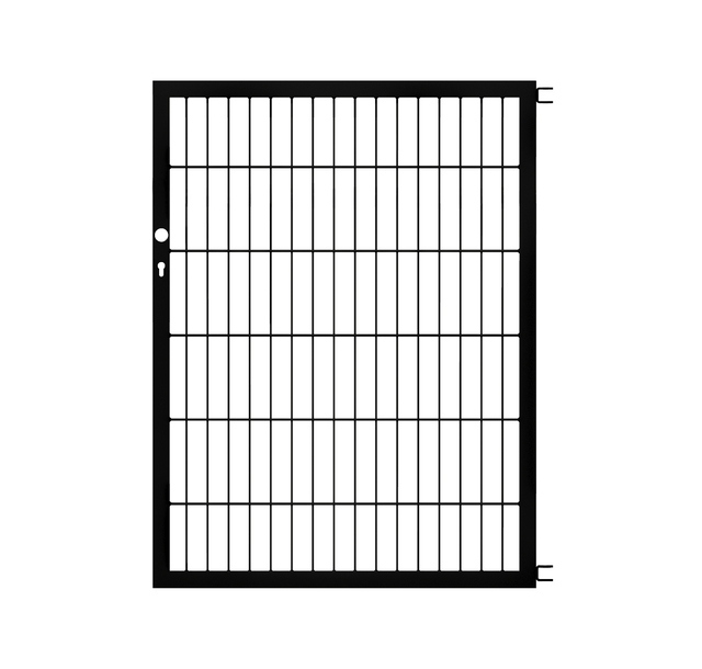 Skrzydło bramy Flexo, typ 6/5/6, materiał: stal surowa, powierzchnia: ocynkowana ogniowo, czarna, matowa powłoka z tworzywa sztucznego RAL 9005, Szerokość siatki: 1000 mm, Wysokość: 1200 mm, Szerokość ramy: 910 mm, Grubość ramy: 40 x 40 mm, Wielkość oczek: 50 x 200 mm, 15 lat gwarancji na przerdzewienie