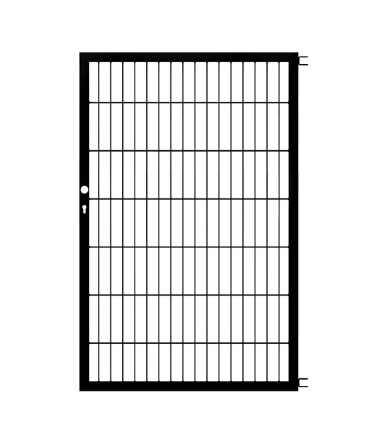Anta per cancello Flexo, tipo 6/5/6, Materiale: acciaio grezzo, superficie: zincata a caldo, plastificata nero opaco RAL 9005, Larghezza nominale: 1000 mm, altezza: 1400 mm, Larghezza del telaio: 910 mm, Spessore telaio: 40 x 40 mm, larghezza delle maglie: 50 x 200 mm, 15 anni di garanzia contro la formazione di ruggine