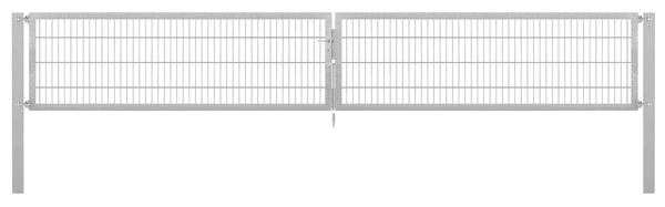 Doppeltor Flexo Plus, Typ 8/6/8, Material: Stahl roh, Oberfläche: feuerverzinkt passiviert, zum Einbetonieren, Ausführung: mittig geteilt, Nennbreite: 5000 mm, lichte Breite: 5000 mm, Durchgangsbreite: 5000 mm, Rahmenbreite Schließflügel: 2432 mm, Rahmenbreite Zweitflügel: 2432 mm, Höhe: 800 mm, Pfostenlänge: 1500 mm, Pfostenstärke: 100 x 100 mm, Rahmenstärke: 60 x 40 mm, Maschenweite: 50 x 200 mm, 15 Jahre Garantie gegen Durchrosten