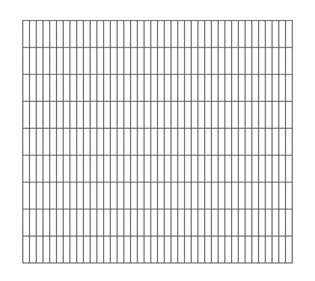 Doppelstab-Gittermatte, Typ 6/5/6, ohne Überstand, Material: Stahl roh, Oberfläche: verzinkt, anthrazit kunststoffbeschichtet RAL 7016, Breite: 2000 mm, Höhe: 1800 mm, Maschenweite: 50 x 200 mm, 15 Jahre Garantie gegen Durchrosten