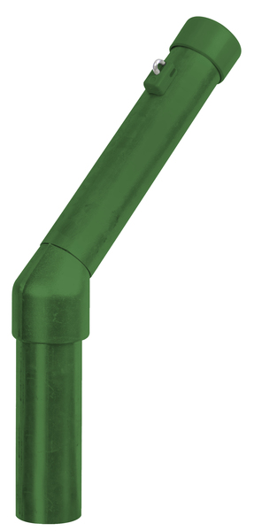 Stacheldrahtaufsetzer, einseitige Steckverbindung, Material: Stahl roh, Oberfläche: sendzimirverzinkt, grün kunststoffbeschichtet RAL 6005, Länge: 200 mm, Abwinkelung: 45 °, Aufsetzer-Ø: 42 mm, Pfosten-Ø: 48 mm, Anzahl Drahthalter: 1, 15 Jahre Garantie gegen Durchrosten