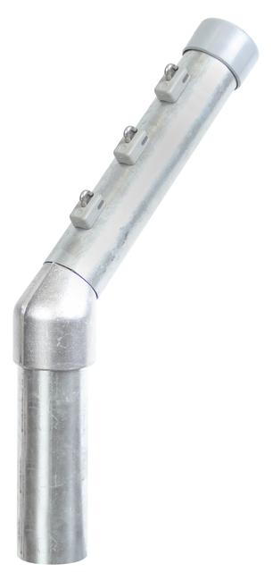 Stacheldrahtaufsetzer, einseitige Steckverbindung, Material: Stahl roh, Oberfläche: feuerverzinkt, Länge: 500 mm, Abwinkelung: 45 °, Aufsetzer-Ø: 48 mm, Pfosten-Ø: 60 mm, Anzahl Drahthalter: 3, 15 Jahre Garantie gegen Durchrosten