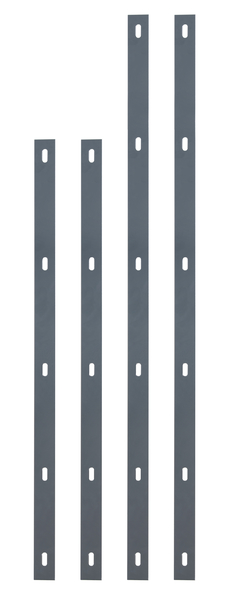 Set Flacheisen Step², Bohrabstand 200 mm, zur Befestigung von Doppelstab-Gittermatten an Gabionenwand-Pfosten, Material: Stahl roh, Oberfläche: feuerverzinkt, anthrazit kunststoffbeschichtet RAL 7016, Inhalt pro PE: 4 St., Länge: 1020 mm, Breite: 40 mm, für Gabionenhöhe: 1800 mm, Materialstärke: 4,00 mm, Anzahl Löcher: 22, Loch: 25 x 10 mm, 15 Jahre Garantie gegen Durchrosten