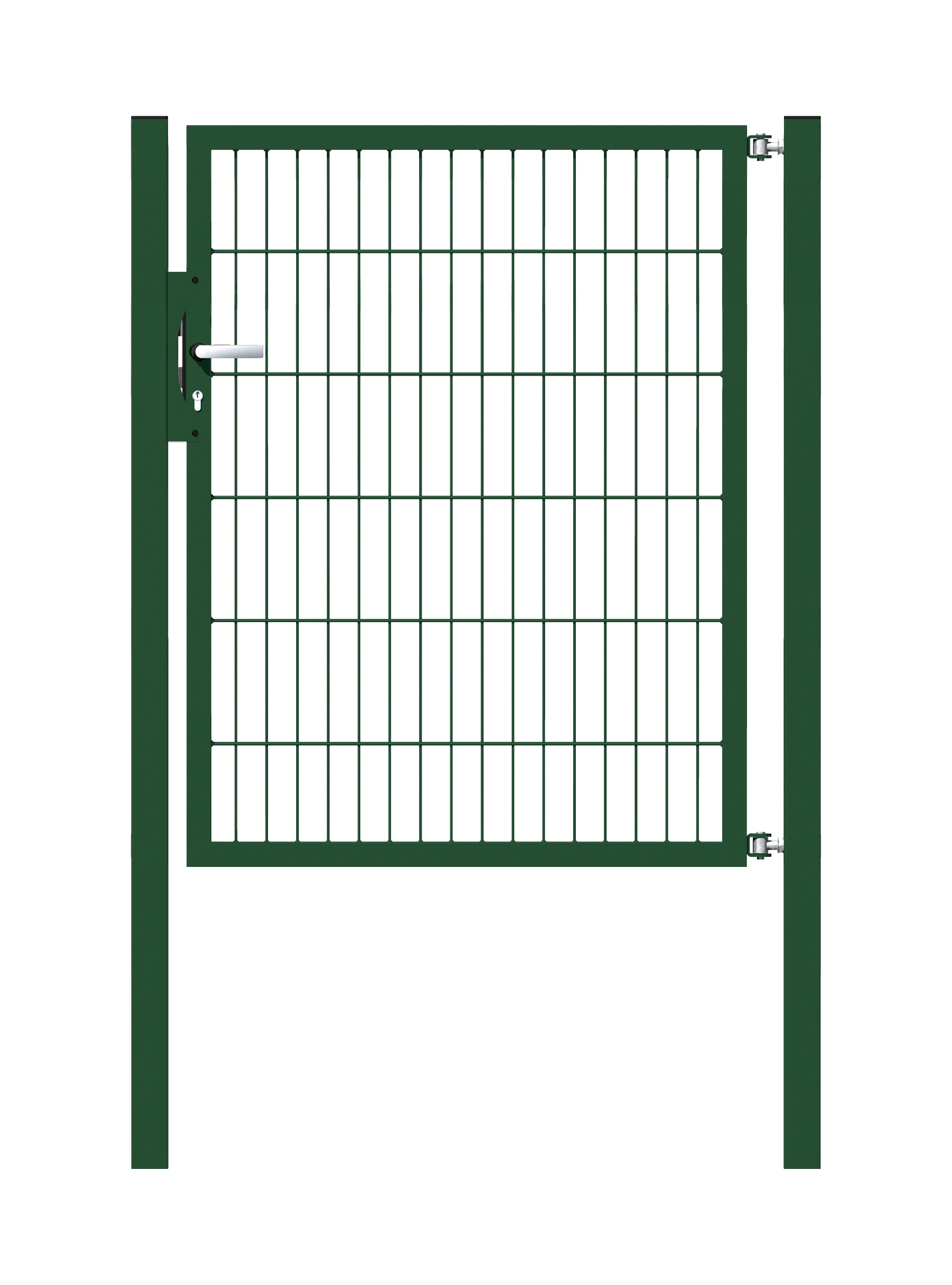 Cancello a un’anta Flexo, tipo 6/5/6, Materiale: acciaio grezzo, superficie: zincata a caldo, plastificata nero opaco RAL 9005, Larghezza nominale: 1000 mm, larghezza netta: 1000 mm, Larghezza totale: 886 mm, altezza: 1200 mm, Lunghezza pilastro: 1700 mm, Spessore pilastro: 60 x 60 mm, Larghezza del telaio: 910 mm, Spessore telaio: 40 x 40 mm, larghezza delle maglie: 50 x 200 mm, 15 anni di garanzia contro la formazione di ruggine