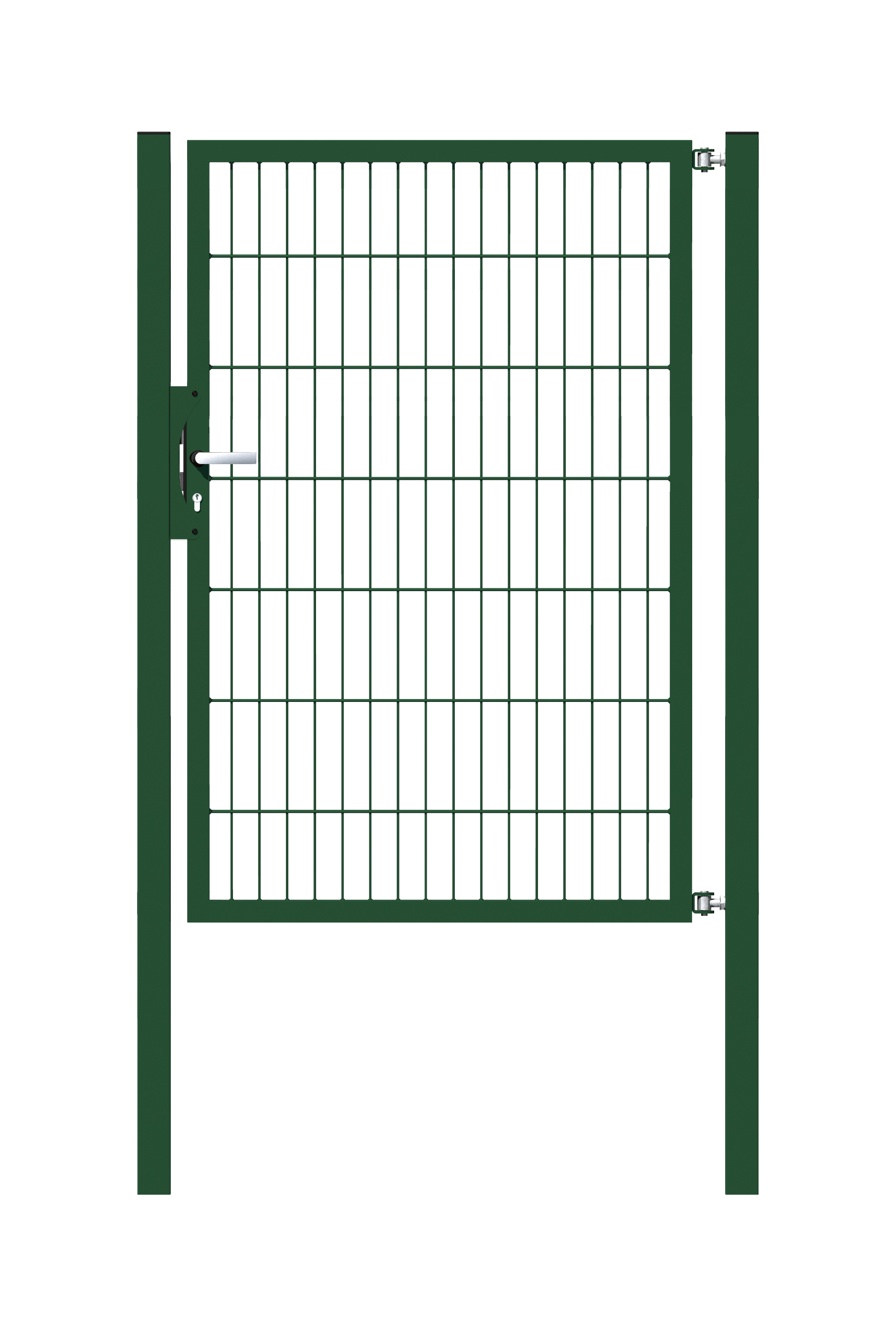 Cancello a un’anta Flexo, tipo 6/5/6, Materiale: acciaio grezzo, superficie: zincata a caldo, plastificata nero opaco RAL 9005, Larghezza nominale: 1000 mm, larghezza netta: 1000 mm, Larghezza totale: 886 mm, altezza: 1400 mm, Lunghezza pilastro: 1900 mm, Spessore pilastro: 60 x 60 mm, Larghezza del telaio: 910 mm, Spessore telaio: 40 x 40 mm, larghezza delle maglie: 50 x 200 mm, 15 anni di garanzia contro la formazione di ruggine