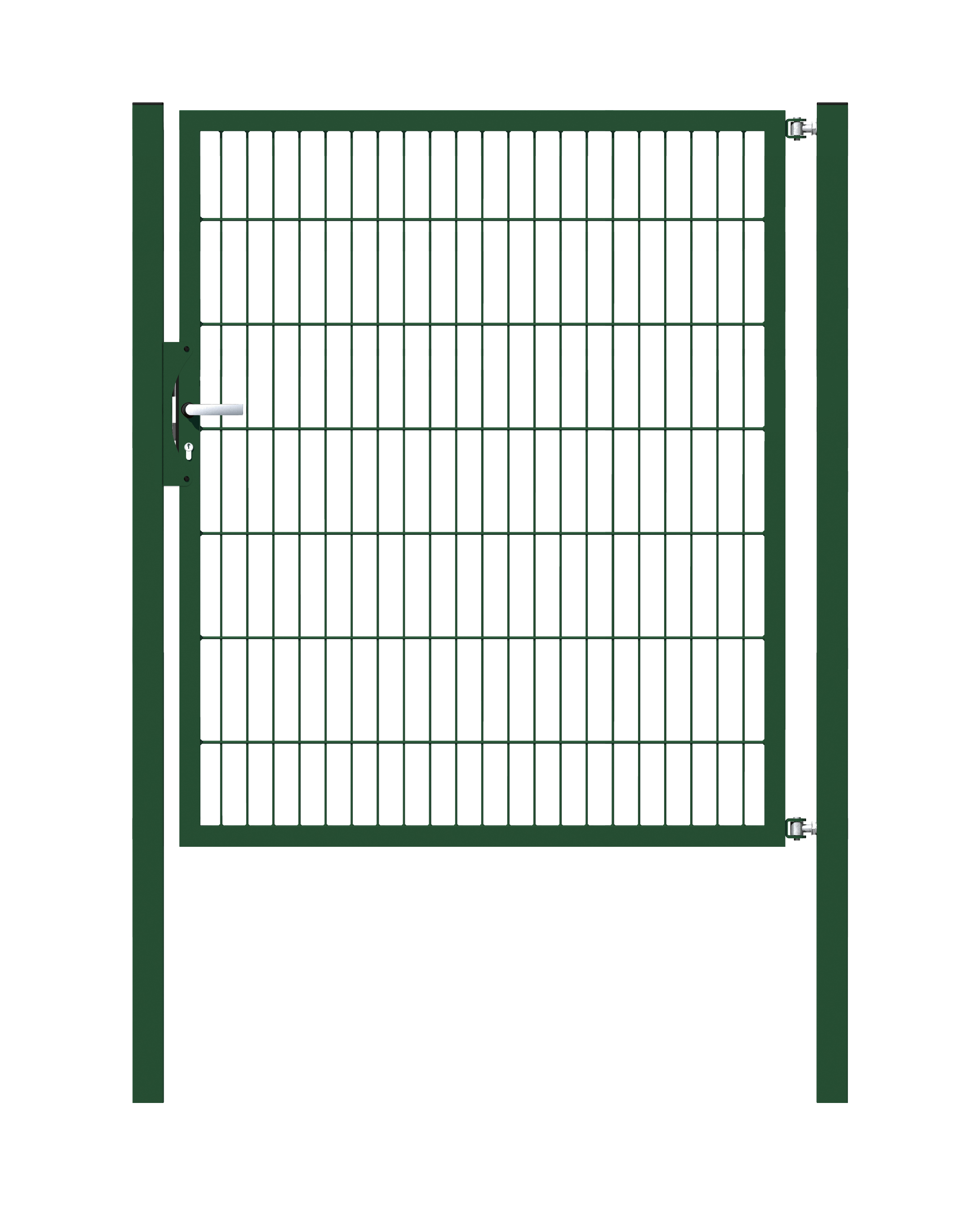 Cancello a un’anta Flexo, tipo 6/5/6, Materiale: acciaio grezzo, superficie: zincata a caldo, plastificata nero opaco RAL 9005, Larghezza nominale: 1250 mm, larghezza netta: 1265 mm, Larghezza totale: 1151 mm, altezza: 1400 mm, Lunghezza pilastro: 1900 mm, Spessore pilastro: 60 x 60 mm, Larghezza del telaio: 1175 mm, Spessore telaio: 40 x 40 mm, larghezza delle maglie: 50 x 200 mm, 15 anni di garanzia contro la formazione di ruggine