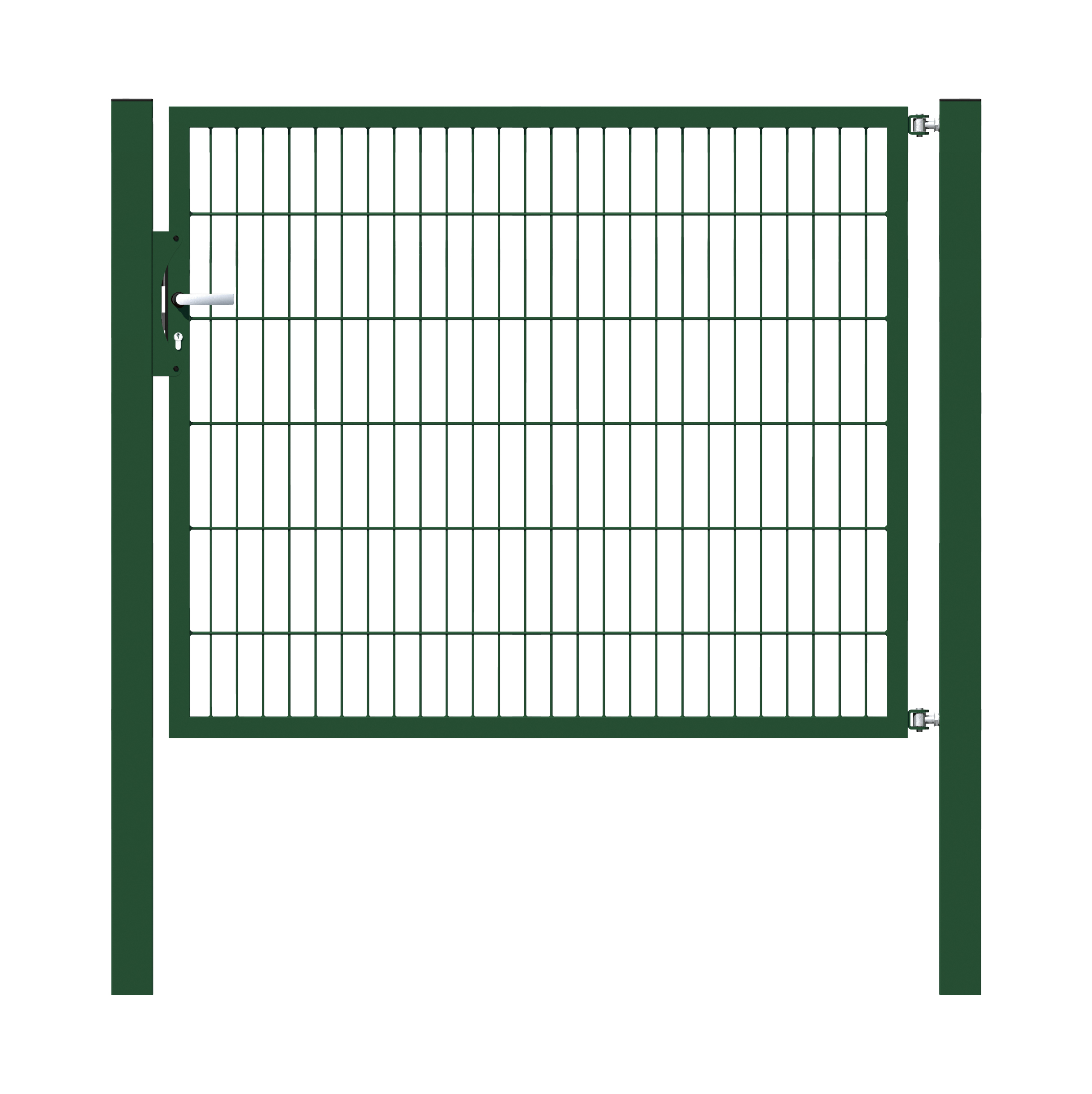 Cancello a un’anta Flexo, tipo 6/5/6, Materiale: acciaio grezzo, superficie: zincata a caldo, plastificata nero opaco RAL 9005, Larghezza nominale: 1500 mm, larghezza netta: 1515 mm, Larghezza totale: 1401 mm, altezza: 1200 mm, Lunghezza pilastro: 1900 mm, Spessore pilastro: 80 x 80 mm, Larghezza del telaio: 1425 mm, Spessore telaio: 40 x 40 mm, larghezza delle maglie: 50 x 200 mm, 15 anni di garanzia contro la formazione di ruggine