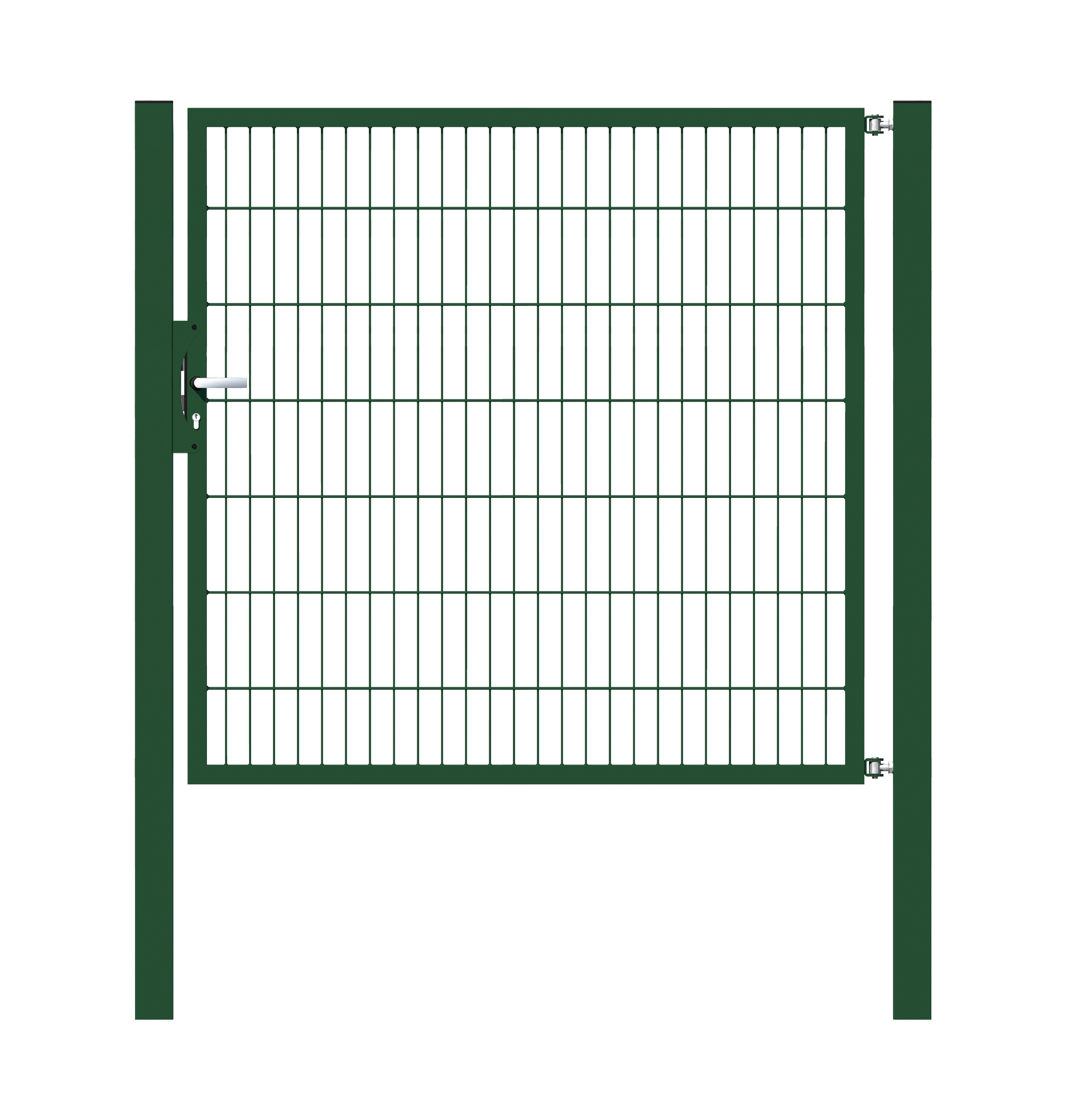 Cancello a un’anta Flexo, tipo 6/5/6, Materiale: acciaio grezzo, superficie: zincata a caldo, plastificata nero opaco RAL 9005, Larghezza nominale: 1500 mm, larghezza netta: 1515 mm, Larghezza totale: 1401 mm, altezza: 1400 mm, Lunghezza pilastro: 2100 mm, Spessore pilastro: 80 x 80 mm, Larghezza del telaio: 1425 mm, Spessore telaio: 40 x 40 mm, larghezza delle maglie: 50 x 200 mm, 15 anni di garanzia contro la formazione di ruggine