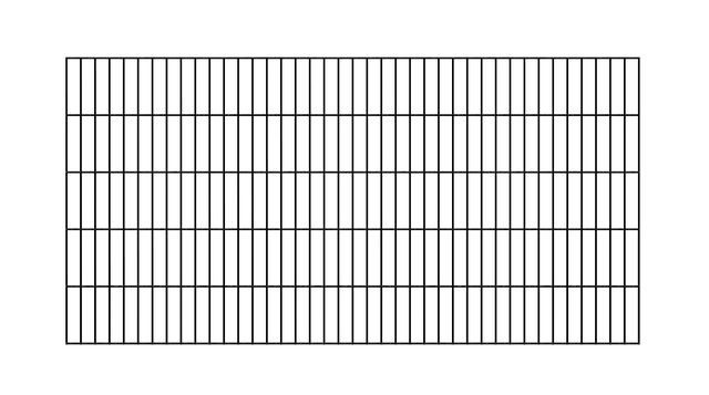 Griglia con barra doppia, tipo 6/5/6/, senza sporgenza, Materiale: acciaio grezzo, superficie: Galvanizzazione, plastificato nero opaco RAL 9005, Larghezza: 2000 mm, altezza: 1000 mm, larghezza delle maglie: 50 x 200 mm, 15 anni di garanzia contro la formazione di ruggine