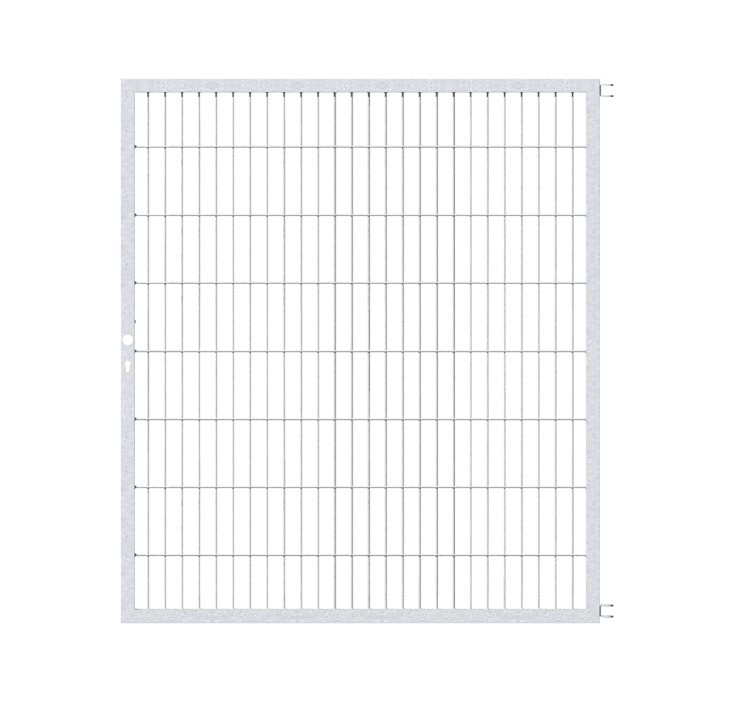 Torflügel Flexo, Typ 6/5/6, Material: Stahl roh, Oberfläche: feuerverzinkt passiviert, Nennbreite: 1500 mm, Höhe: 1600 mm, Rahmenbreite: 1425 mm, Rahmenstärke: 40 x 40 mm, Maschenweite: 50 x 200 mm, 15 Jahre Garantie gegen Durchrosten