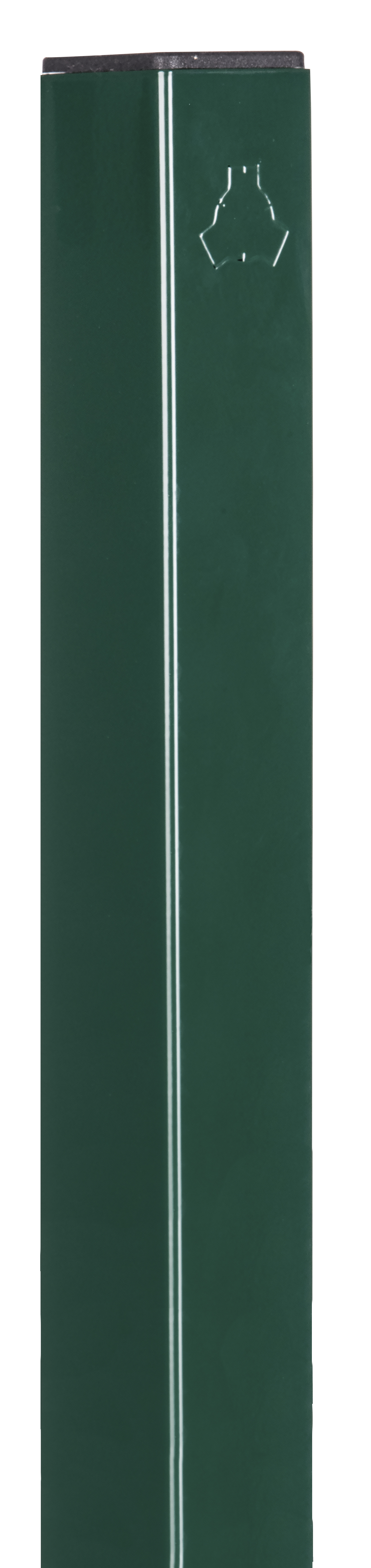 Gate post Flexo, can be used as stop or hook post, Material: raw steel, Surface: sendzimir galvanised, green powder-coated RAL 6005, for setting in concrete, Gate height: 1600 mm, Post length: 2300 mm, Post thickness: 80 x 80 mm, 15-year warranty against rusting through