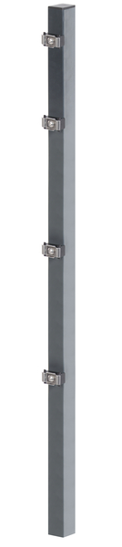 Zaunpfosten inkl. innenliegender Klemmlasche, Bohrabstand 400 mm, Zubehör innenliegend pro Pfosten, Material: Stahl roh, Oberfläche: sendzimirverzinkt, anthrazit kunststoffbeschichtet RAL 7016, zum Einbetonieren, Länge: 1500 mm, für Mattenhöhe: 1000 mm, Pfostenstärke: 60 x 40 mm, Anzahl Löcher: 4, Loch: Ø12 mm, 15 Jahre Garantie gegen Durchrosten