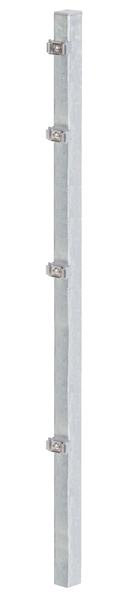 Zaunpfosten inkl. innenliegender Klemmlasche, Bohrabstand 400 mm, Zubehör innenliegend pro Pfosten, Material: Stahl roh, Oberfläche: sendzimirverzinkt, anthrazit kunststoffbeschichtet RAL 7016, zum Einbetonieren, Länge: 2400 mm, für Mattenhöhe: 1800 mm, Pfostenstärke: 60 x 40 mm, Anzahl Löcher: 6, Loch: Ø12 mm, 15 Jahre Garantie gegen Durchrosten