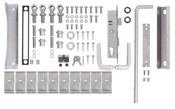 Zubehör-Set für Doppeltor Flexo 1400 bis 2000 mm Höhe, Material: Stahl roh, Oberfläche: feuerverzinkt, Inhalt pro PE: 1 Set, 15 Jahre Garantie gegen Durchrosten