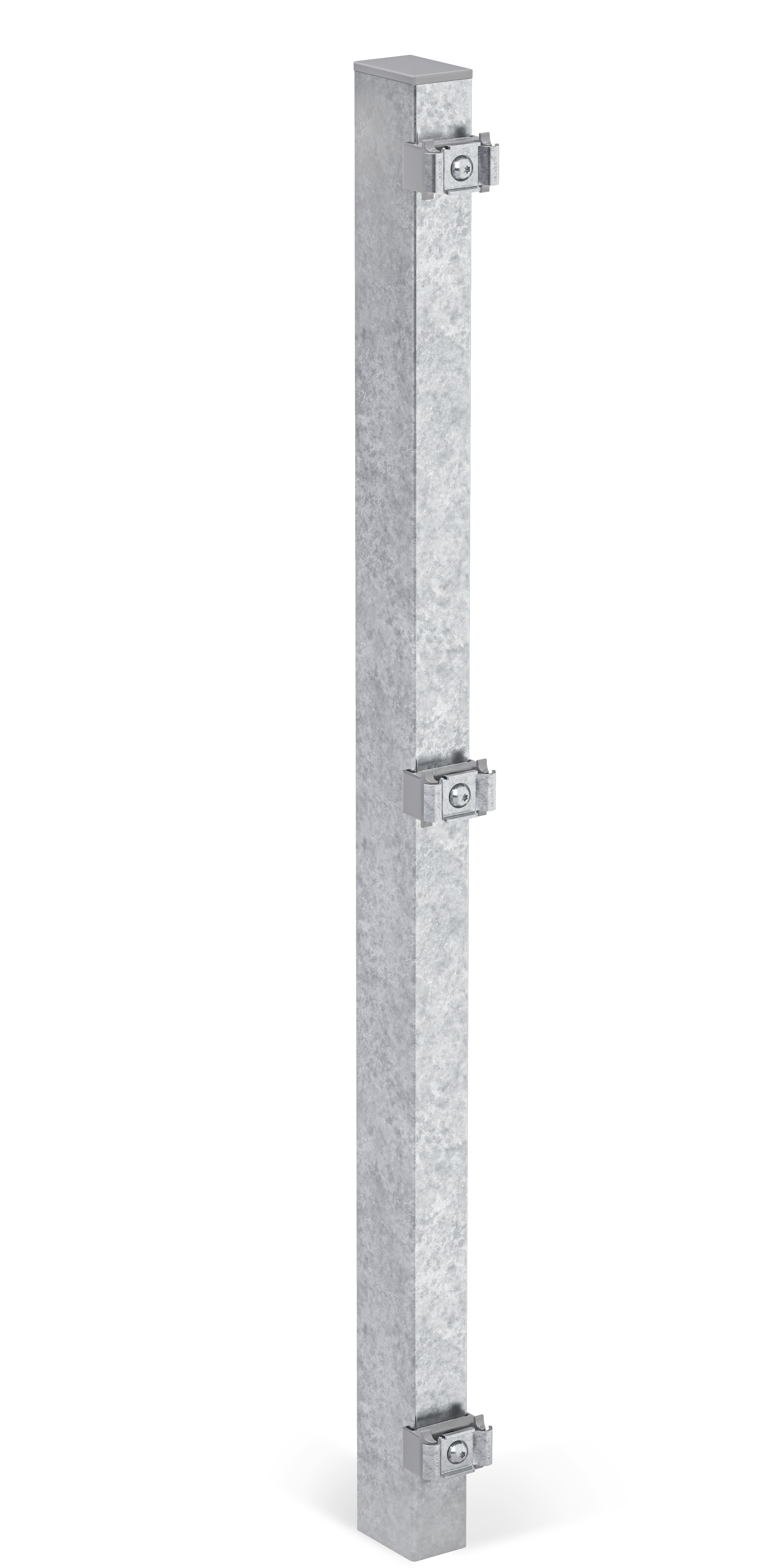 Zaunpfosten inkl. innenliegender Klemmlasche, verkürzt, Bohrabstand 400 mm