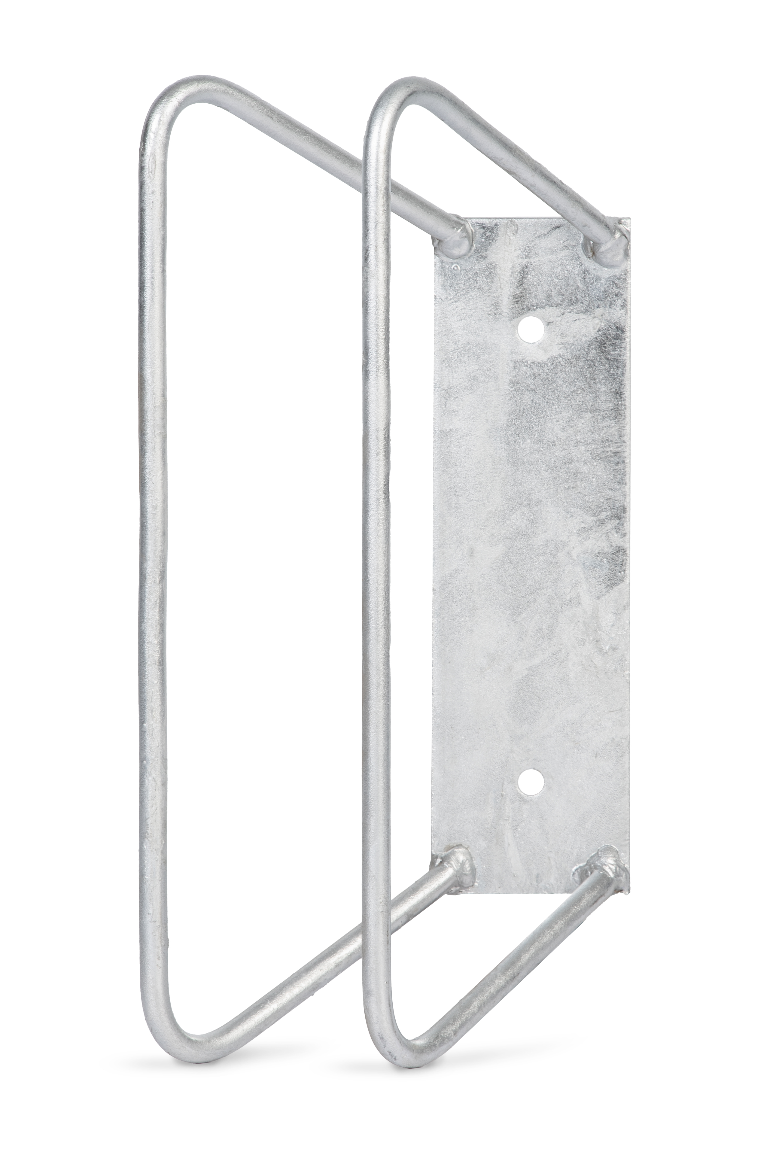 Einzel-Fahrradhalter für Mountain-Bikes, zur Befestigung an der Wand, Material: Stahl roh, Oberfläche: feuerverzinkt, Bügelhöhe: 350 mm, Bügeltiefe: 170 mm, Plattenlänge: 240 mm, Plattenbreite: 70 mm, Abstand Mitte - Mitte Loch: 161 mm