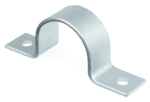 Befestigungsbügel für Fahrradständer City und Ville, Material: Stahl roh, Oberfläche: feuerverzinkt passiviert, zum Aufschrauben, Loch-Ø: 10 mm, Gesamtlänge: 104 mm, Gesamtbreite: 40 mm, Gesamthöhe: 42,5 mm, Abstand Mitte - Mitte Loch: 84 mm