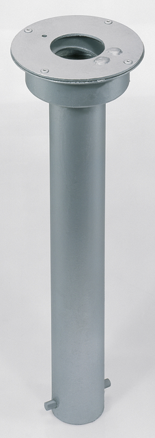 Ground sleeve for round bollards, self-adhesive, Material: raw steel, Surface: hot-dip galvanised passivated, for setting in concrete, Item description: Without protective cap, Length: 460 mm