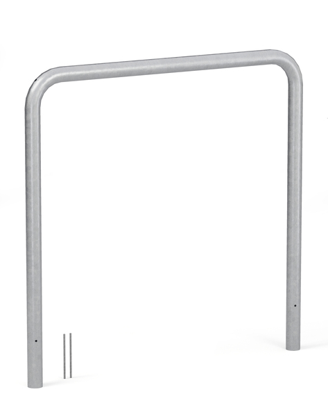 Schutzbügel Ratio ohne Querrohr, mit Erdanker, Material: Stahl roh, Oberfläche: feuerverzinkt passiviert, zum Einbetonieren, Breite: 1000 mm, Bügelhöhe: 1200 mm, Pfosten-Ø: 60 mm