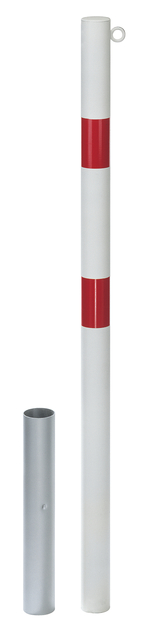 Bollard Stabo, removable, Material: raw steel, Surface: hot-dip galvanised passivated, for setting in concrete, Post dia.: 60 mm, Height above ground: 1000 mm, Ground sleeve dia.: 65 mm, Length of ground sleeve: 400 mm