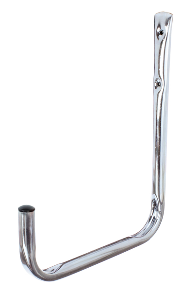 Hak ścienny, zagięty, materiał: stal surowa, powierzchnia: ocynkowana galwanicznie, pasywowana na niebiesko, Wysokość: 300 mm, Głębokość: 250 mm, Wysokość haka: 90 mm, Obciążenie maks.: 20 kg, Średnica rurki: 18 mm