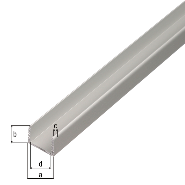 U-Profil, selbstklemmend, Material: Aluminium, Oberfläche: silberfarbig eloxiert, Breite: 8,9 mm, Höhe: 10 mm, Materialstärke: 1,5 mm, lichte Breite: 5,9 mm, Länge: 1000 mm