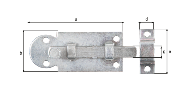 Window bolt with knob handle, Material: raw steel, Surface: galvanised, thick-film passivated, type: straight, with attached staple, Plate length: 61 mm, Plate width: 26 mm, Slide width: 7.5 mm, Loop width: 10 mm, Loop length: 30 mm, No. of holes: 6, Hole: Ø3.5 mm Window bolt with knob handle, Material: raw steel, Surface: galvanised, thick-film passivated, type: straight, with attached staple, Plate length: 61 mm, Plate width: 26 mm, Slide width: 7.5 mm, Loop width: 10 mm, Loop length: 30 mm, No. of holes: 6, Hole: Ø3.5 mm