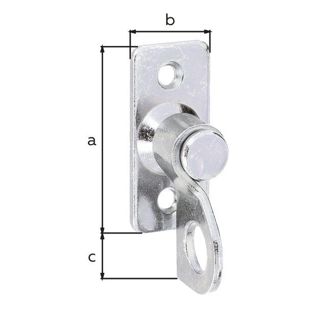 Latch fastener on plate, with countersunk screw holes, Material: raw steel, Surface: galvanised, thick-film passivated, Plate length: 45 mm, Plate depth: 20 mm, Distance plate - sash lock: 4.5 mm, No. of holes: 2, Hole: Ø4.5 mm Latch fastener on plate, with countersunk screw holes, Material: raw steel, Surface: galvanised, thick-film passivated, Plate length: 45 mm, Plate depth: 20 mm, Distance plate - sash lock: 4.5 mm, No. of holes: 2, Hole: Ø4.5 mm