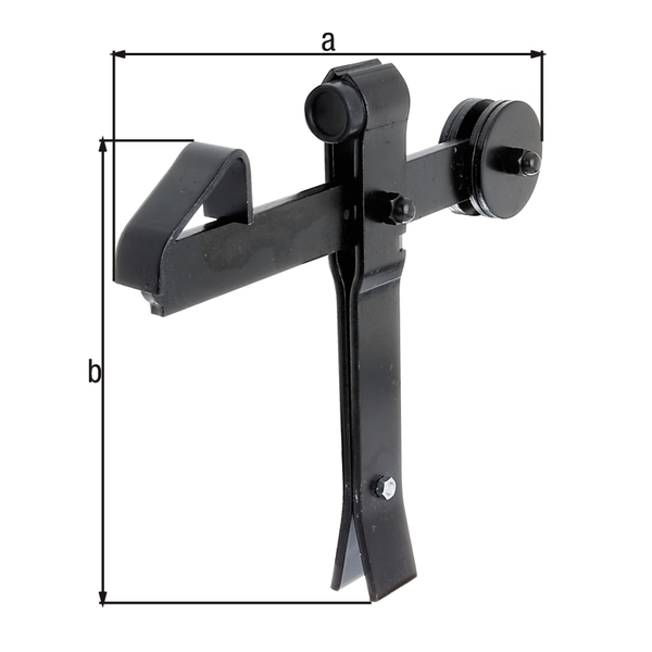 Arrêt de portail à bascule, Matériau: Acier brut, Finition: laquée noire par immersion cataphorèse, à sceller, Largeur: 300 mm, Hauteur: 240 mm