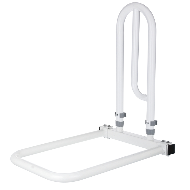 Bett-Aufstehhilfe, Material: Griff: Aluminium, Halter: Stahl roh, Farbe: weiß kunststoffbeschichtet, Breite: 310 mm, Tiefe: 550 mm Bett-Aufstehhilfe, Material: Griff: Aluminium, Halter: Stahl roh, Farbe: weiß kunststoffbeschichtet, Breite: 310 mm, Tiefe: 550 mm