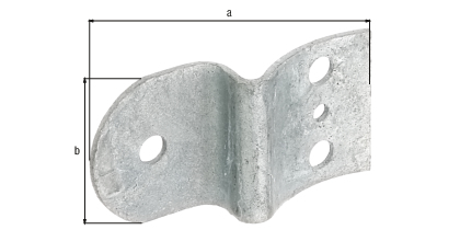 Zaun-Riegelbeschlag, für Pfosten und Halbrund-Zaunriegel Ø80 mm, Material: Stahl roh, Oberfläche: feuerverzinkt, Gesamtlänge: 78 mm, Gesamtbreite: 40 mm, Materialstärke: 2,00 mm, Anzahl Löcher: 3 / 1, Loch: Ø9 / Ø5 mm, CutCase Zaun-Riegelbeschlag, für Pfosten und Halbrund-Zaunriegel Ø80 mm, Material: Stahl roh, Oberfläche: feuerverzinkt, Gesamtlänge: 78 mm, Gesamtbreite: 40 mm, Materialstärke: 2,00 mm, Anzahl Löcher: 3 / 1, Loch: Ø9 / Ø5 mm, CutCase