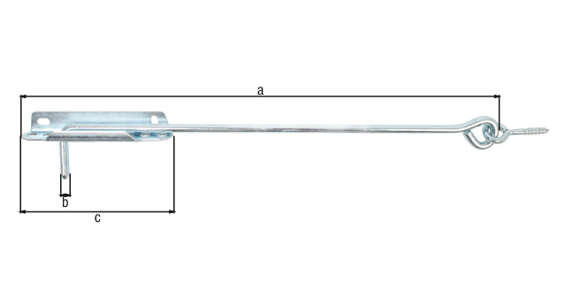 Crochet crémaillère, avec platine d'arrêt ajustable, Matériau: Acier brut, Finition: zinguée, à visser, Longueur: 300 mm, Ø crochet: 8 mm, Longueur de platine: 140 mm, Nombre de trous: 2, Trou: 6,5 x 12 mm, Article France Crochet crémaillère, avec platine d'arrêt ajustable, Matériau: Acier brut, Finition: zinguée, à visser, Longueur: 300 mm, Ø crochet: 8 mm, Longueur de platine: 140 mm, Nombre de trous: 2, Trou: 6,5 x 12 mm, Article France