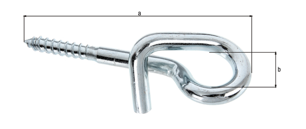 Swing hook with wood thread, Material: raw steel, Surface: blue galvanised, for screwing in, Length: 160 mm, Inner dia.: 11.5 mm, Thread-Ø: 12 mm, Thread length: 55 mm Swing hook with wood thread, Material: raw steel, Surface: blue galvanised, for screwing in, Length: 160 mm, Inner dia.: 11.5 mm, Thread-Ø: 12 mm, Thread length: 55 mm