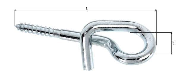 Swing hook with wood thread, Material: raw steel, Surface: blue galvanised, for screwing in, Length: 160 mm, Inner dia.: 11.5 mm, Thread-Ø: 12 mm, Thread length: 55 mm Swing hook with wood thread, Material: raw steel, Surface: blue galvanised, for screwing in, Length: 160 mm, Inner dia.: 11.5 mm, Thread-Ø: 12 mm, Thread length: 55 mm