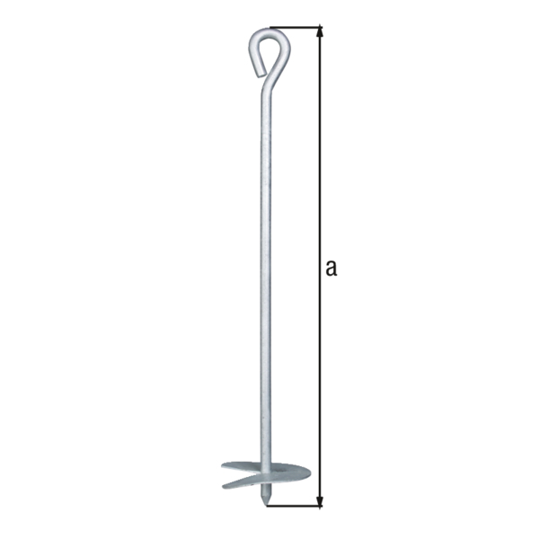 Ground anchor, Material: raw steel, Surface: hot-dip galvanised, Length: 525 mm, Type: for screwing in, SAP bill of materials Ground anchor, Material: raw steel, Surface: hot-dip galvanised, Length: 525 mm, Type: for screwing in, SAP bill of materials