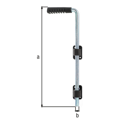Verrou baïonnette, avec trous de vis fraisés, Matériau: Acier brut, Finition: galvanisée, passivée, angle de guidage et poignée en plastique , renforcés en fibre de verre, Hauteur totale: 400 mm, Diamètre: 16 mm, Nombre de trous: 4, Trou: Ø5,5 mm Verrou baïonnette, avec trous de vis fraisés, Matériau: Acier brut, Finition: galvanisée, passivée, angle de guidage et poignée en plastique , renforcés en fibre de verre, Hauteur totale: 400 mm, Diamètre: 16 mm, Nombre de trous: 4, Trou: Ø5,5 mm