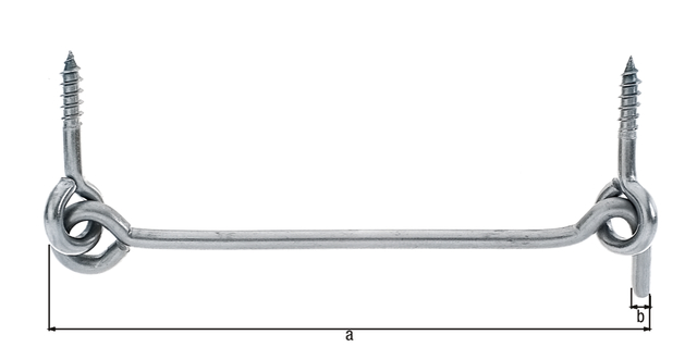 Gancho contraviento, Con ojales, Material: Acero inoxidable, para atornillar, Longitud: 120 mm, Ø del gancho: 4,2 mm Gancho contraviento, Con ojales, Material: Acero inoxidable, para atornillar, Longitud: 120 mm, Ø del gancho: 4,2 mm