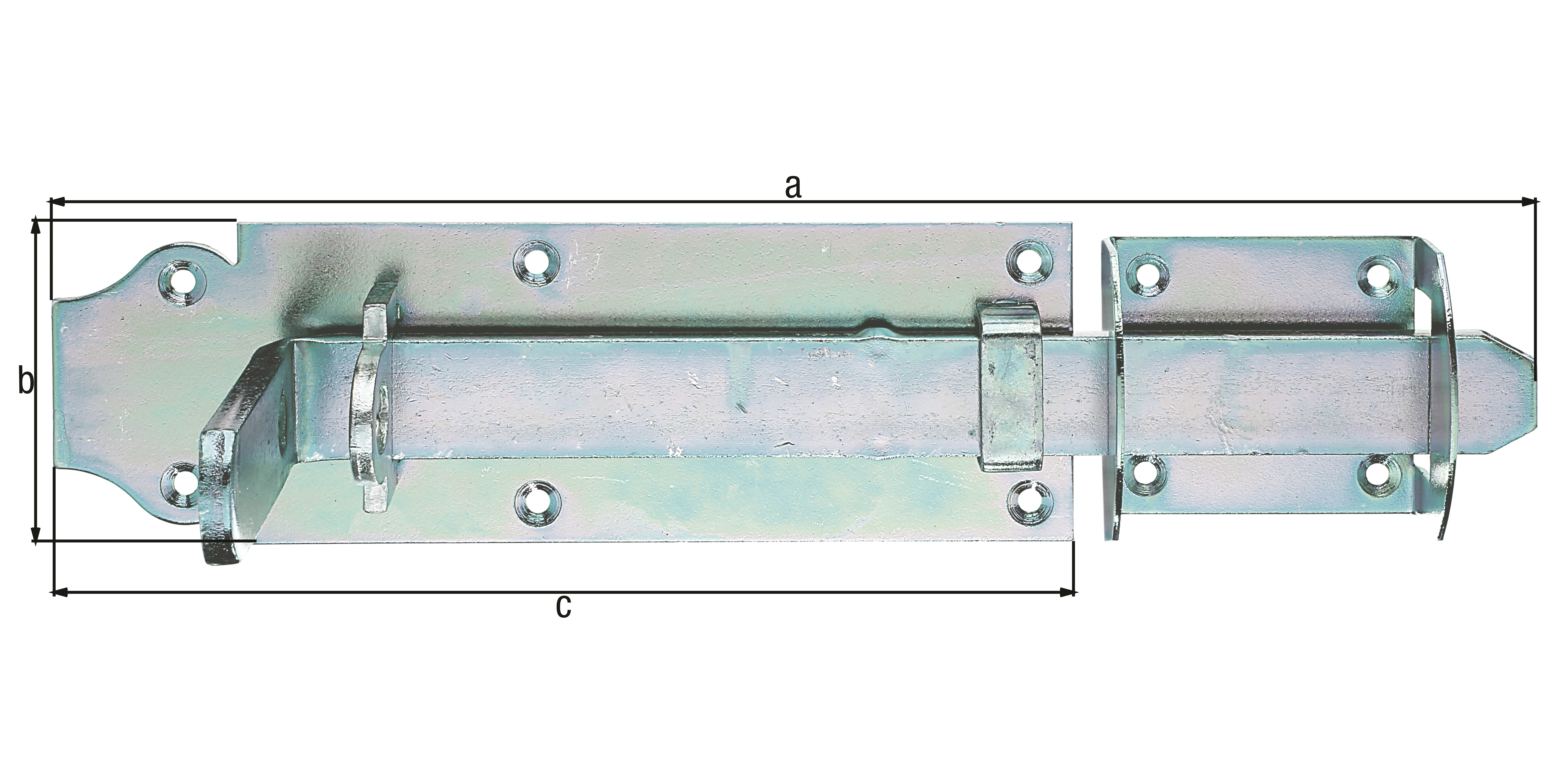 Fermeture pour portail double spéciale pour portails à cadre, avec trous de vis fraisés, Matériau: Acier brut, Finition: galvanisée passivée, Longueur totale: 380 mm, Hauteur de platine: 80 mm, Longueur de platine: 250 mm, Nombre de trous: 4 / 6, Trou: Ø5,5 / Ø6 mm Fermeture pour portail double spéciale pour portails à cadre, avec trous de vis fraisés, Matériau: Acier brut, Finition: galvanisée passivée, Longueur totale: 380 mm, Hauteur de platine: 80 mm, Longueur de platine: 250 mm, Nombre de trous: 4 / 6, Trou: Ø5,5 / Ø6 mm