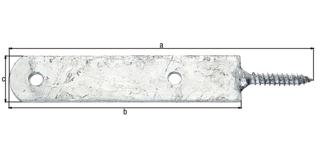 Zaunriegelhalter, Material: Stahl roh, Oberfläche: feuerverzinkt, zum Anschrauben, Gesamtlänge: 210 mm, Länge Lasche: 150 mm, Gesamtbreite: 30 mm, Materialstärke: 4,00 mm, Holzgewinde-Ø: 8 x 60 mm, Anzahl Löcher: 2, Loch: Ø8,5 mm Zaunriegelhalter, Material: Stahl roh, Oberfläche: feuerverzinkt, zum Anschrauben, Gesamtlänge: 210 mm, Länge Lasche: 150 mm, Gesamtbreite: 30 mm, Materialstärke: 4,00 mm, Holzgewinde-Ø: 8 x 60 mm, Anzahl Löcher: 2, Loch: Ø8,5 mm